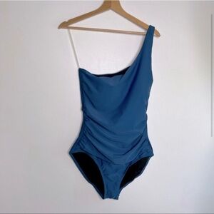 NWT Hilor blue one shoulder One Piece Swimsuit size 12